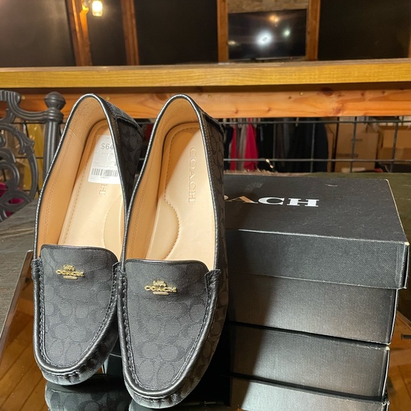 Size 7.5 Coach Marley Driver loafers in black signature canvas - Picture 1 of 6